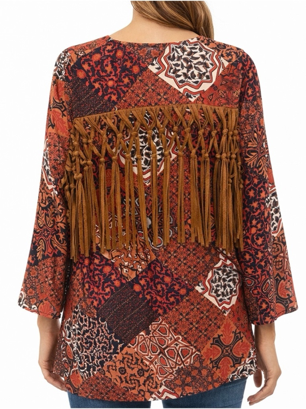 Earthbound Boho Patchwork Kimono w/ Fringe Back Detail | Festival Style